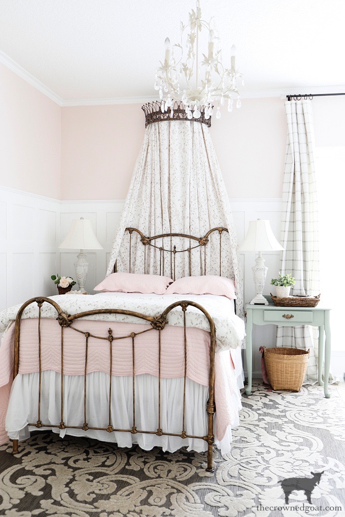 Cottage Inspired Guest Bedroom with Blush Pink-One Room Challenge Makeover Reveal-The Crowned Goat 