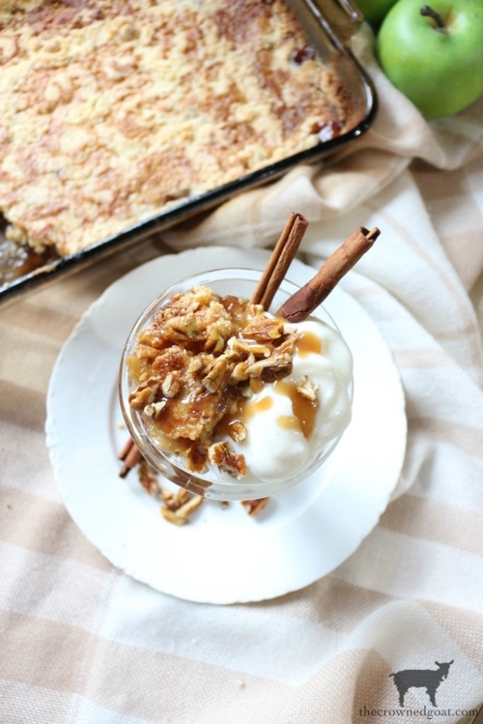 Easy Salted Caramel Apple Dump Cake-The Crowned Goat 