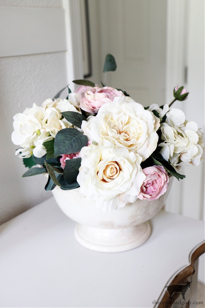 Floral Arrangement With Pink and Cream Colored Roses-The Crowned Goat 