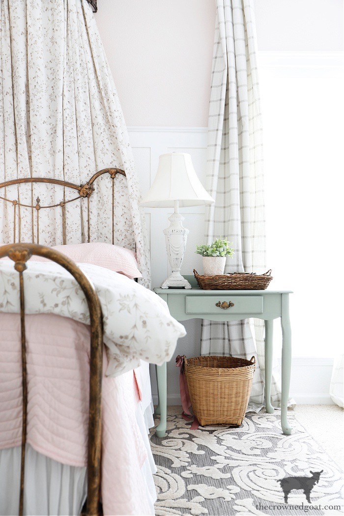 Cottage Inspired Guest Bedroom with Blush Pink Bedroom for Adults-One Room Challenge Makeover Reveal-The Crowned Goat